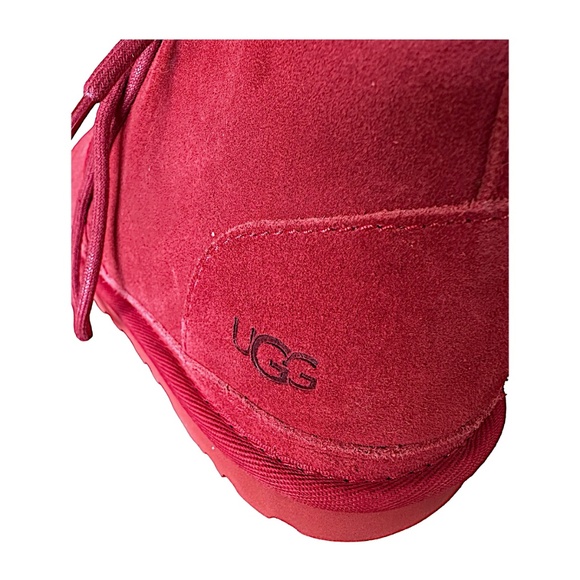 UGG Neumel Red Suede Boots Shoes Size 9US Lace-Up Round Toe Winter - Picture 7 of 11